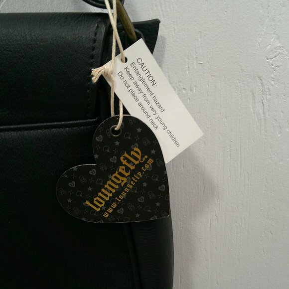 NWT Loungefly Embroidered Retro Black & Metallic Gold Owl Crossbody Shoulder Bag - Picture 5 of 11